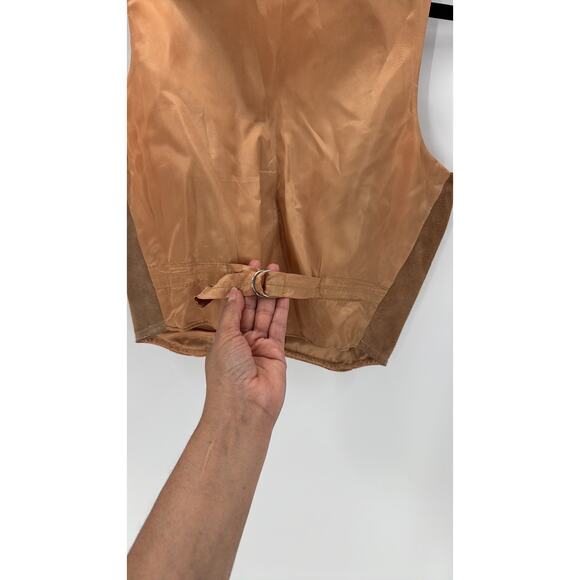 Vintage WINLIT  Suede tan Vest size S western biker festival concert bohemian - Picture 7 of 9